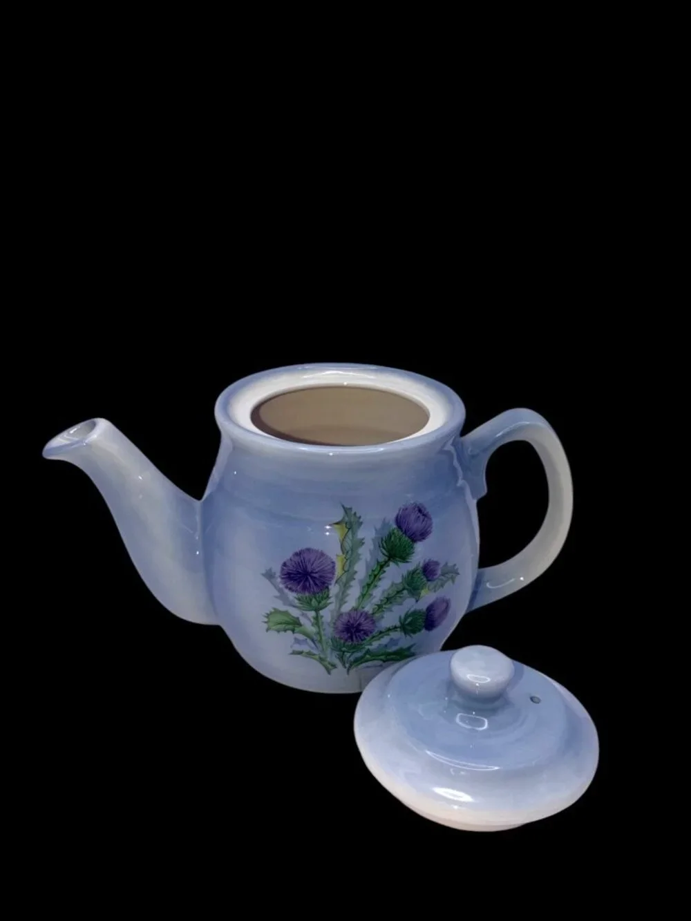 Vintage Clyde Ceramics Scotland Thistle Blue Teapot 8